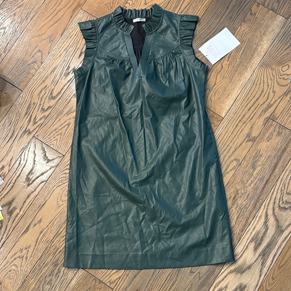 Tyler Boe Dark Green Ruffle Mini Dress